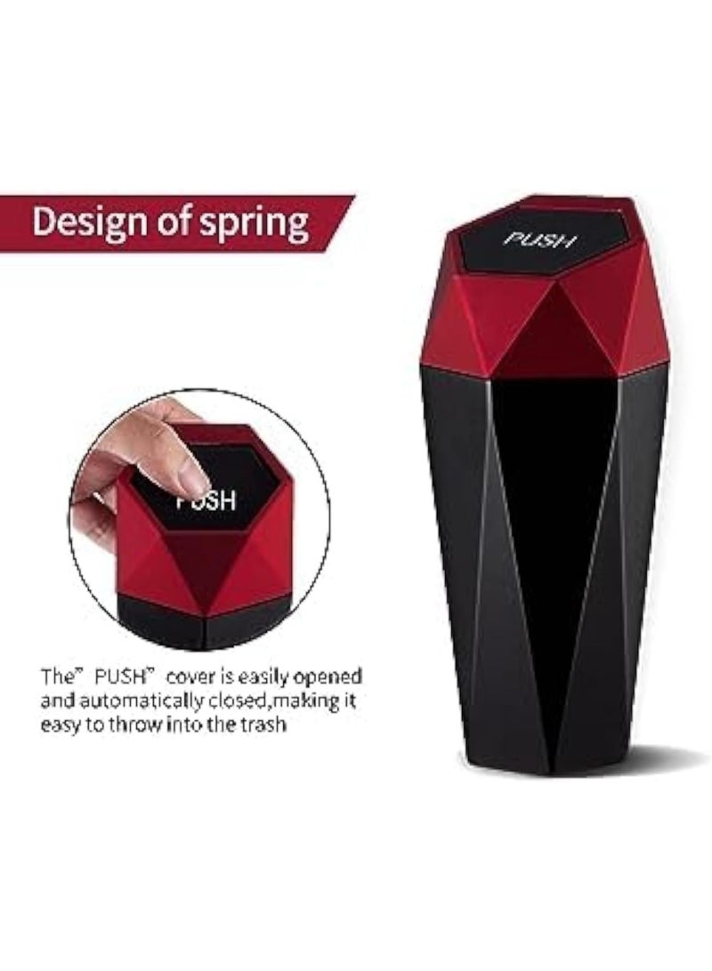CAZADORA Car Trash Can – Diamond Pattern Portable Car Bin with Automatic Lid for Hands-Free Disposal, Compact & Stylish Red Car Garbage Container, Easy-to-Clean Plastic Interior, Leak-Resistant Liner-Compatible Design, Multi-Use Small Trash Bin for Car, Home & Office, Secure Fit for Cup Holders & Consoles, Anti-Spill & Odor-Minimising Cover, Lightweight 0.16 kg, Dimensions 20×9×9 cm — Practical Car Gadgets & Accessories for Drivers in KSA, Perfect Gift for Commuters, Families, Ride-Share & Taxi Use, Organise Your Vehicle Interior Effortlessly with CAZADORA Quality and Modern Diamond Texture Finish (RED) - Image 2