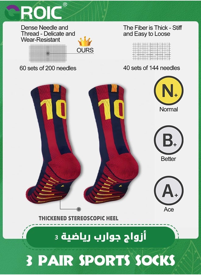 GROIC 3 Pair Elite Football Socks, Athletic Socks with 3D Ankle Protection, Basketball Socks & Running Socks, Compression Cushion Sport Soccer Socks Unisex  - Image 3