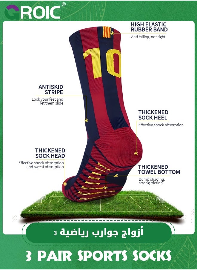 GROIC 3 Pair Elite Football Socks, Athletic Socks with 3D Ankle Protection, Basketball Socks & Running Socks, Compression Cushion Sport Soccer Socks Unisex  - Image 2