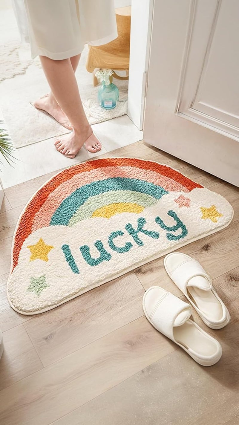 Sweet Seven Colorful Semicircle Bathroom Carpet - Lucky Rainbow Design - Image 5