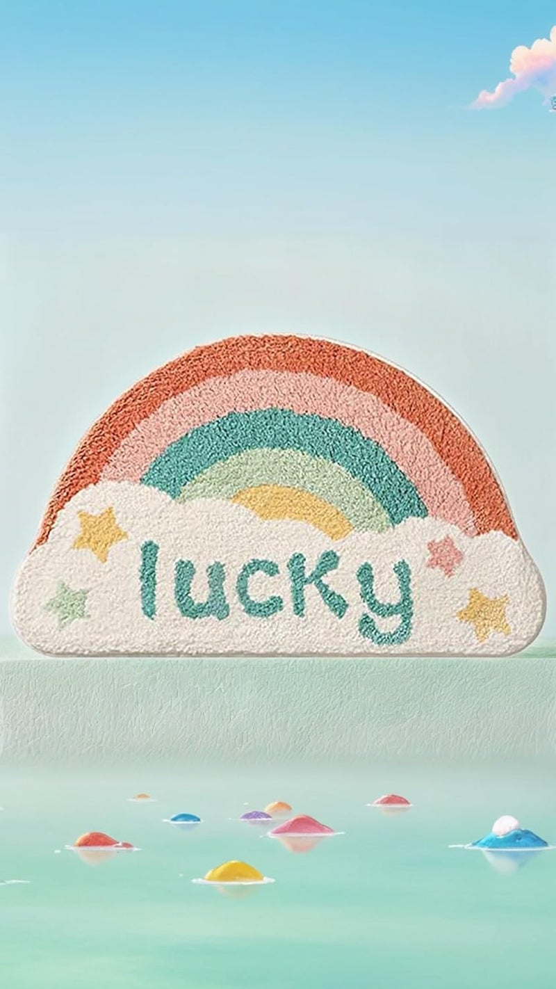 Sweet Seven Colorful Semicircle Bathroom Carpet - Lucky Rainbow Design - Image 4