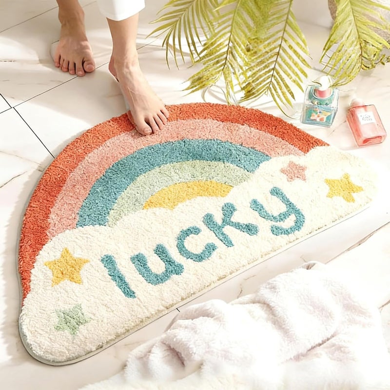 Sweet Seven Colorful Semicircle Bathroom Carpet - Lucky Rainbow Design - Image 1