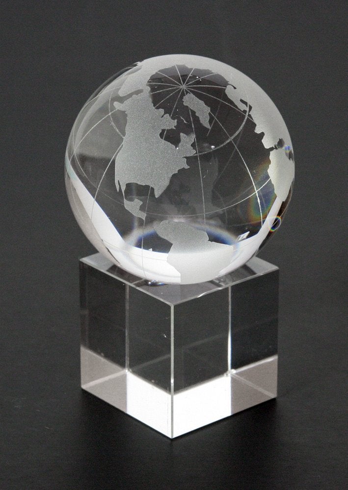 Amlong Crystal World Globe (2.2 inch Diameter) On Crystal Display Stand Base - 3.75 inches Tall - Image 2