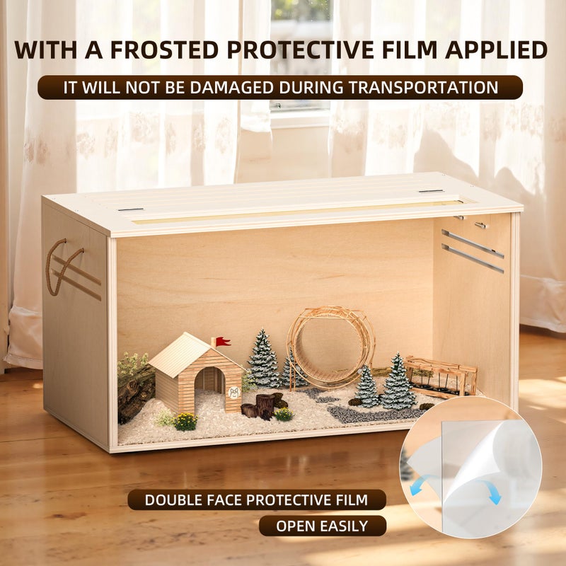 SUNRISELAND Hamster Cage Chewproof, 32" Wooden Guinea Pig Cage for Small Animals, Openable Top with Easy View Acrylic Panels for Hamster, Rabbit, Guinea Pig, Hedgehog(32" L x 15.7" W x 15.7" H) - Image 5