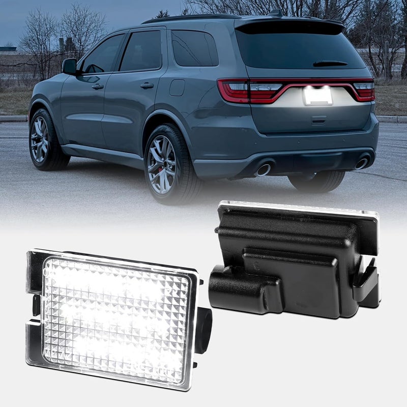 FetonAuto LED License Plate Lights Assembly Compatible with 2014-2024 Dodge Durango Pickup Truck Rear Tag Lamp Replacement, 6000K White, 2PCS - Image 1