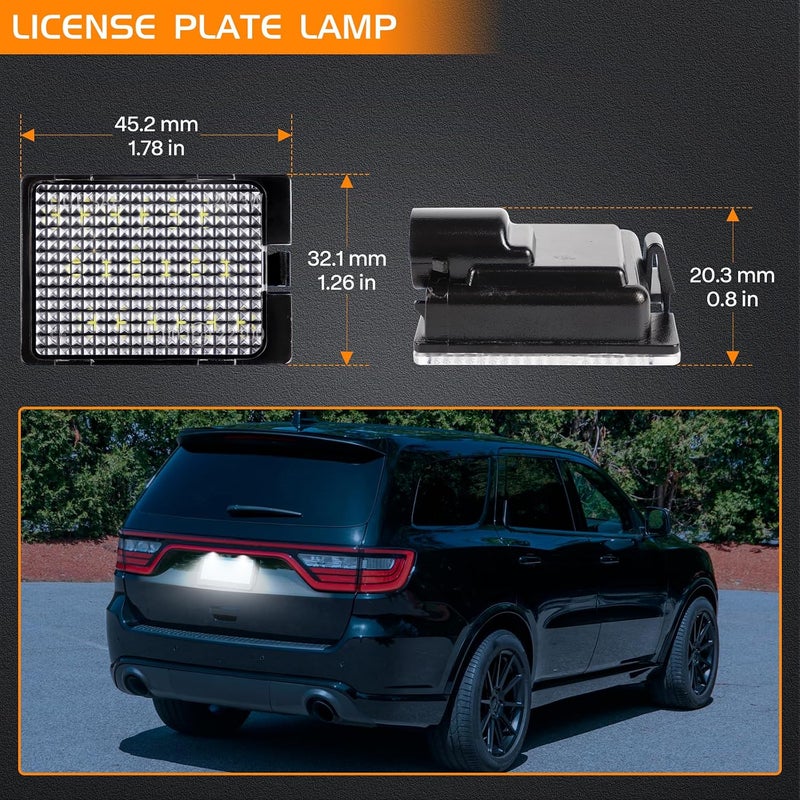 FetonAuto LED License Plate Lights Assembly Compatible with 2014-2024 Dodge Durango Pickup Truck Rear Tag Lamp Replacement, 6000K White, 2PCS - Image 4