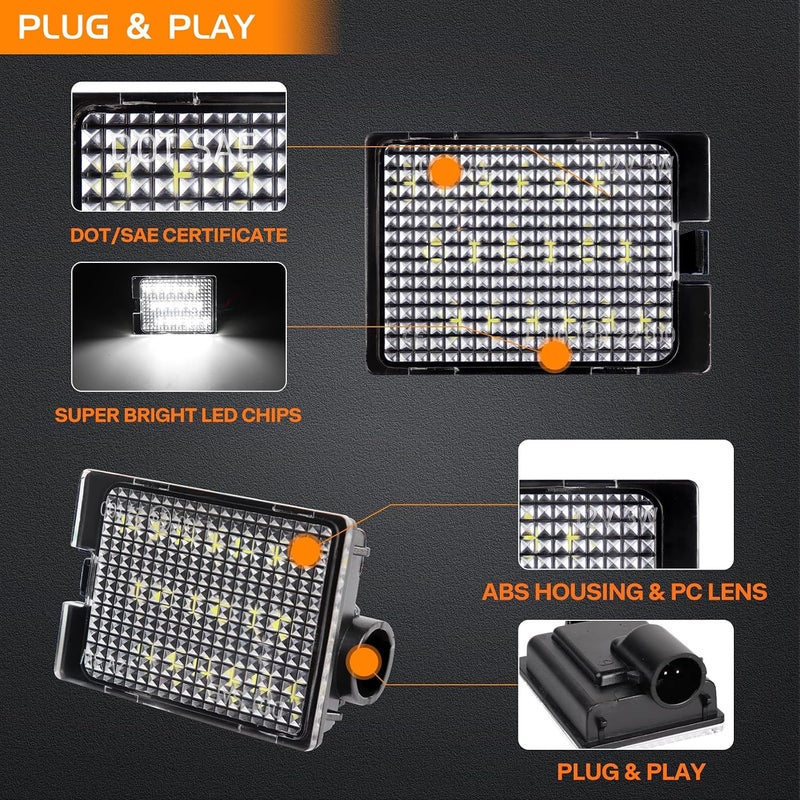 FetonAuto LED License Plate Lights Assembly Compatible with 2014-2024 Dodge Durango Pickup Truck Rear Tag Lamp Replacement, 6000K White, 2PCS - Image 3