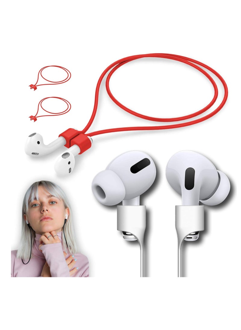 Generic Colorful Magnetic Straps For AirPods Soft Silicone Lanyard Compatible With Airpods - Red  - Image 1