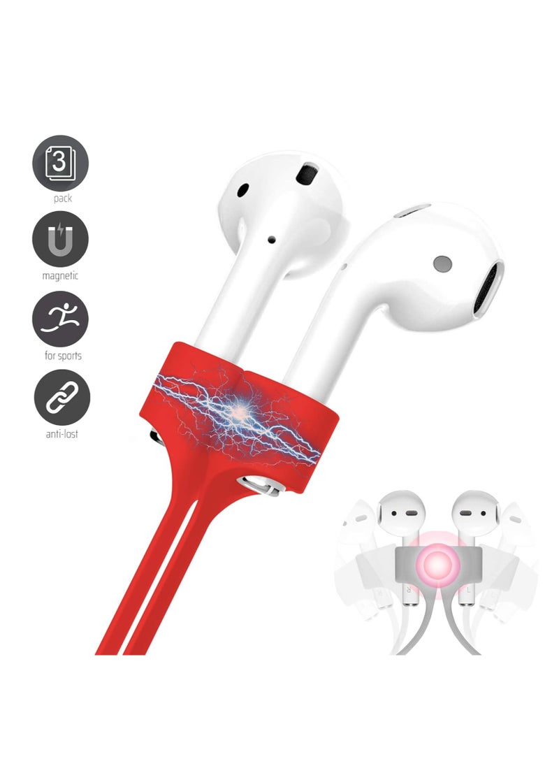 Generic Colorful Magnetic Straps For AirPods Soft Silicone Lanyard Compatible With Airpods - Red  - Image 2