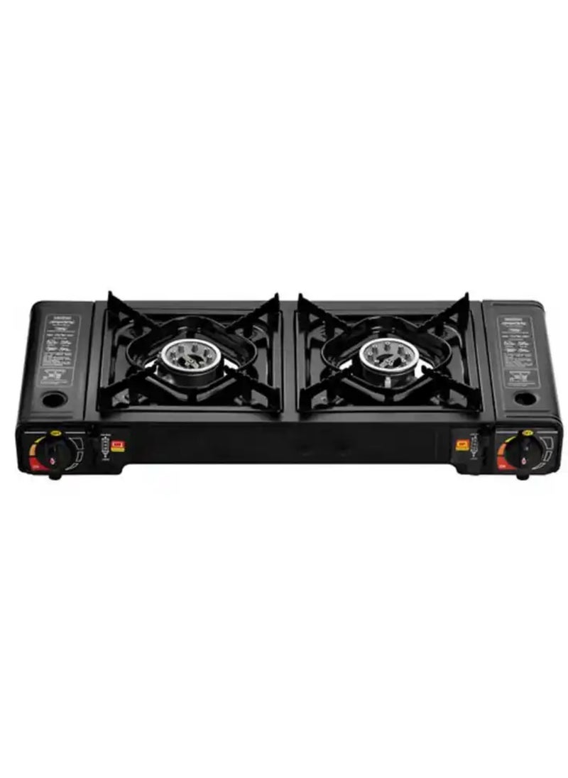 Yuwell Butane Gas Stove Double Burner Camping Stove - Two-Way Portable Camping Stove with Butane Gas Cartridge Supported Carrying Case Cassette Furnace Outdoor Travel Picnic Cooker Cookware Camp Stove For Hiking  - Image 2