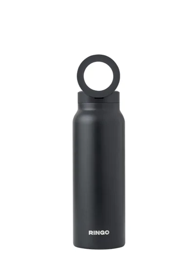 Ringo Water Bottle + Free Magnetic Booster Ring | Stainless Steel Hydration Bottle w/ Integrated MagSafe Phone Mount, 12Hrs Hot/24Hrs Cold, BPA-Free, Works w/ All Devices Android & iOS - Black 24Oz