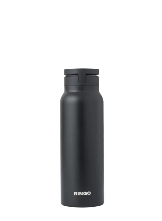 Ringo Water Bottle + Free Magnetic Booster Ring | Stainless Steel Hydration Bottle w/ Integrated MagSafe Phone Mount, 12Hrs Hot/24Hrs Cold, BPA-Free, Works w/ All Devices Android & iOS - Black 24Oz