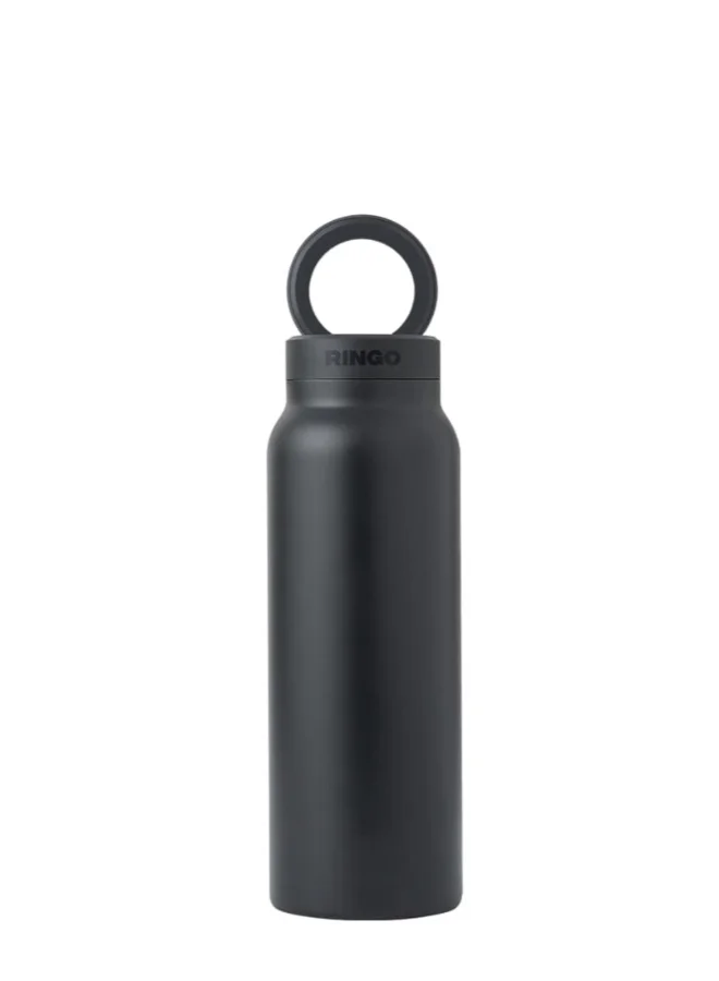 Ringo Water Bottle + Free Magnetic Booster Ring | Stainless Steel Hydration Bottle w/ Integrated MagSafe Phone Mount, 12Hrs Hot/24Hrs Cold, BPA-Free, Works w/ All Devices Android & iOS - Black 24Oz