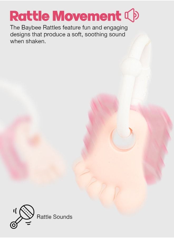 BAYBEE - Baybee Silicone Teether for baby, BPA Free 100% Food Grade Silicone Teether for Babies to Soothe their gums, Easy to Grasp Chew, Teething toy, Teether for 6 to 12 months Baby Infant (White Pink) - Image 1