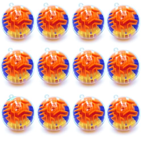 Yomwet 12 Pieces Maze Ball 3D Maze Puzzle Brain Teasers GamesMini Gravity 3D Maze Ball Hard Challenges Game LoverTraining Labyrinth Toys Gifts for Students Teens Adults Kids Educational Toy - Image 1