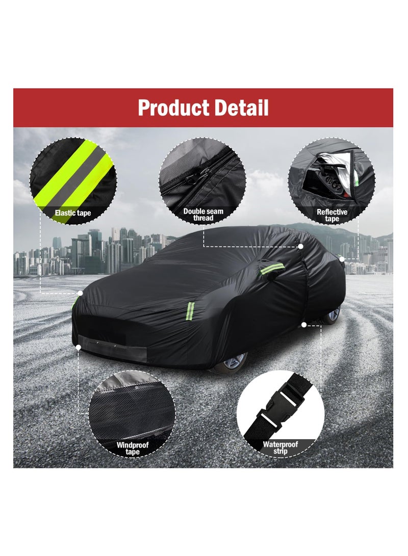 SYOSI Car Cover for Tesla Model 3 Waterproof All Weather Protection Full Exterior Cover Rain Snow UV Protection with Charging Port Ventilated Mesh Door Zipper(Black) - Image 2