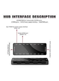 KASTWAVE ARGB Fan HUB Controller, PWM Fan Hub Support 8 Groups of Fans for Addressable 5V 3Pin ARGB & 12V 4Pin PWM, 2-in-1 RGB Case Fan Hub with Hidden Magnetic Base and SATA Power  - Image 4