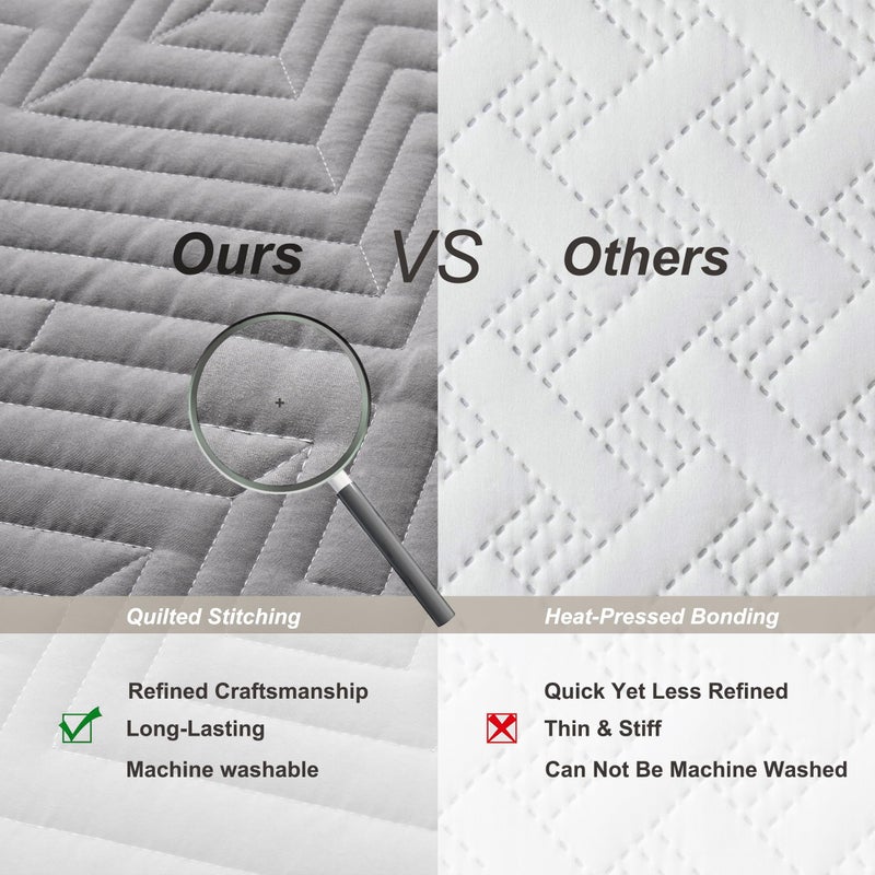 Oli Anderson King Quilt Set, Grey Lightweight Soft Bedspread Coverlet, Basket Weave Pattern Bedding, 3PCS Modern Geometric Stitching Textured Comforter Sets (1 Quilt and 2 Pillow Shams) - Image 4