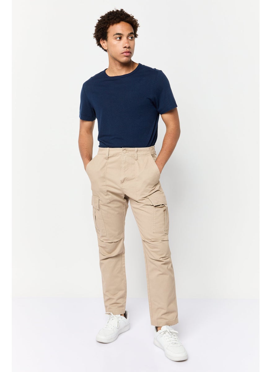 Celio - Men Regular Fit Solid Cargo Pant, Beige - Image 1
