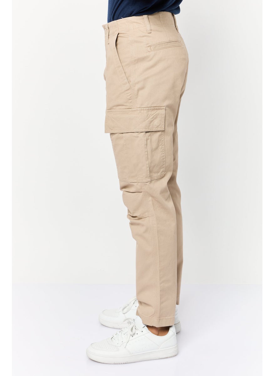 Celio - Men Regular Fit Solid Cargo Pant, Beige - Image 1