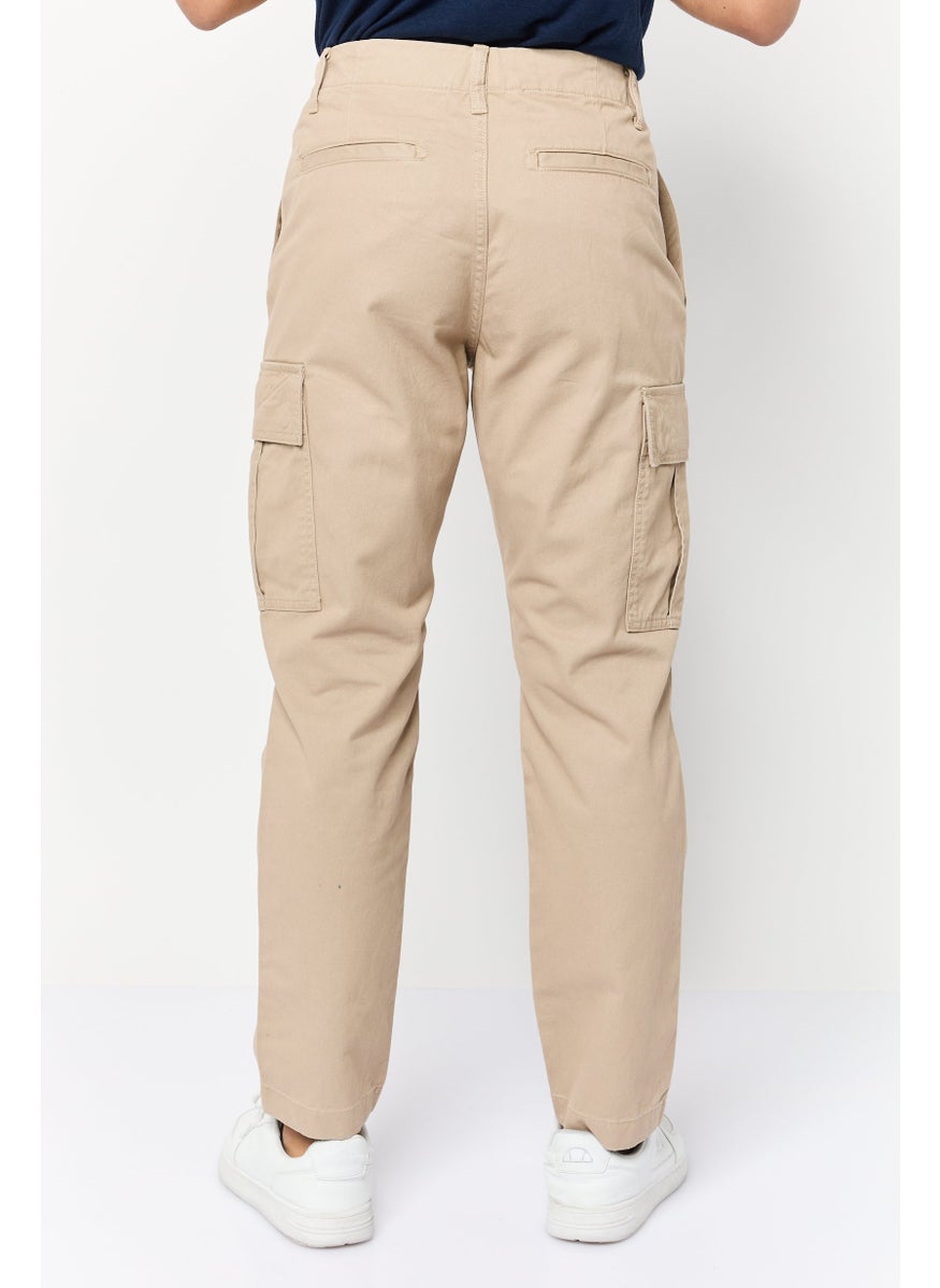 Celio - Men Regular Fit Solid Cargo Pant, Beige - Image 1