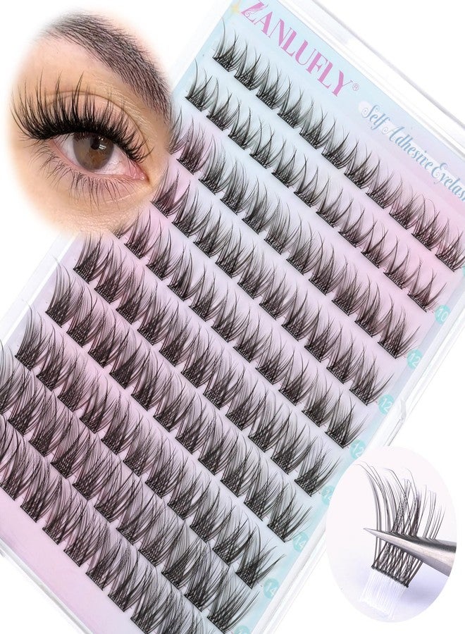 zanlufly Self Adhesive Eyelashes Natural Self Adhesive Lash Clusters Pre glued Eyelash Clusters zanlufly No Glue Needed Lashes Wispy C-curly Cluster Eyelash extensions 10-16MM Individual Lashes - Image 1