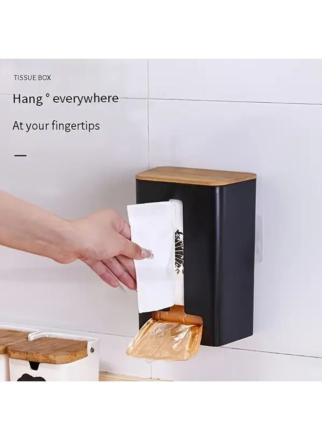 Black Wall Mounted Tissue Box Hole Free Installation Waterproof Anti Shock For Kitchen Bathroom Storage - Image 3