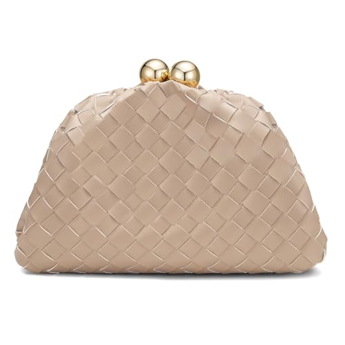 CHUNLI Dressy Woven Clutch Purses for Women Evening Wedding Formal Occasion,Dumpling Crossbody Shoulder Handbags for Women - Image 1