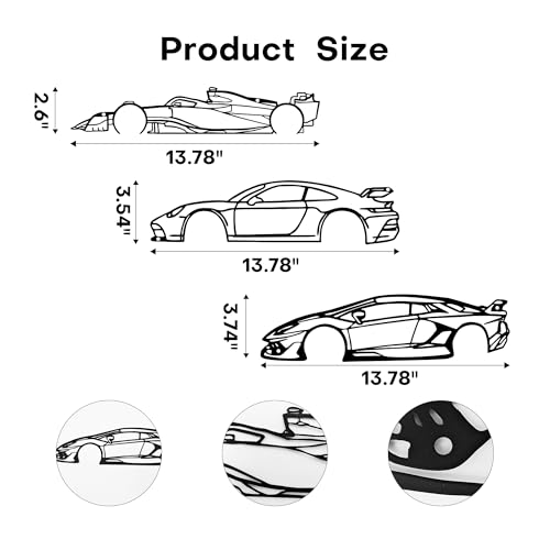 Xedatric Set Of 3 Car Wall Art Metal Racing Silhouette Wall Art Car Wall Decor Indoor Bedroom Home Car Room Decor Wall Decoration Gift For Car Lover Automan Gift - Image 2