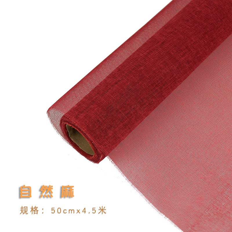 Linen Colored Linen Rolls, Flower Packaging, Bouquet Packaging Net Materials, Kindergarten Decoration, Pastoral Style Linen Rolls - Image 1