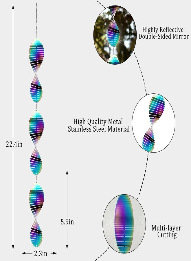 ToBeAce Wind Spinners Outdoor Garden Decor Gifts for Women Men, Rainbow 3D Reflective Metal Wind Spinner, Stainless Steel Hanging Ornament for Yard Outside Patio Porch - Image 3