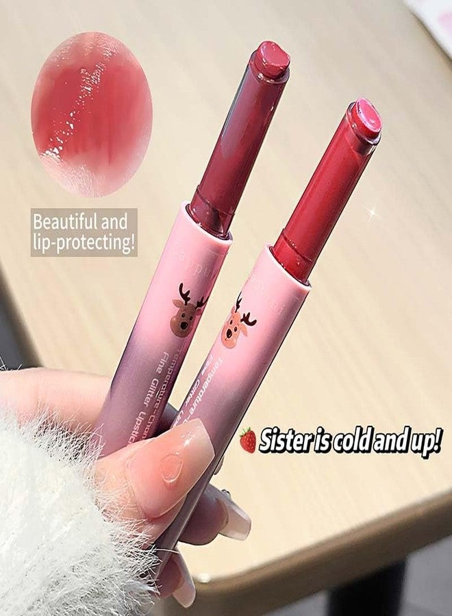 Cappuvini Temperature Changing Fine Glitter Lipstick | Light Texture with Sparkle | Sensitive Color Changing Technology | Pigmented Shades Baby Pink Rose Tide Peach Nude | Non-Greasy Moist Submissive Feel | Reindeer Design Tubes for Girls Teens Beauty Makeup Lovers (03# Rose Tide, 1.8g) - Image 5