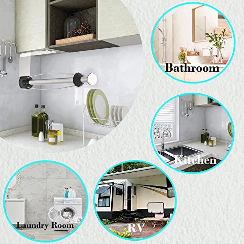 GMCOZY Paper Towel Holder Under Cabinet Mount Self Adhesive Kitchen Countertop Wall Mount Paper Towel Holders Rack with Damping Brushed Nickel Stainless Steel Resistant Corrosion & Rust - Image 3
