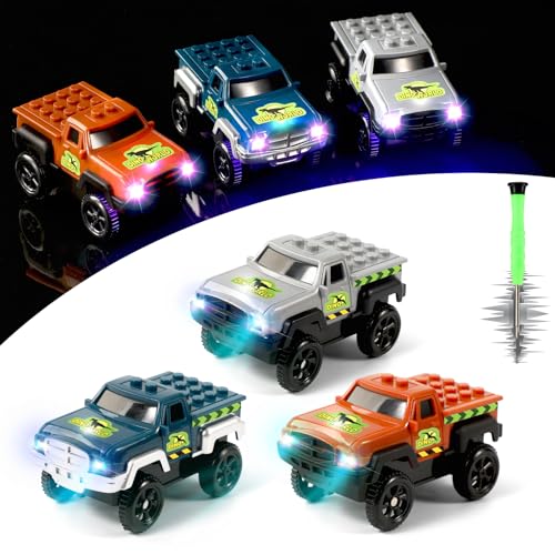 Save Unicorn Tracks Cars only ReplacementTrack Cars for Tracks Glow in The Dark Car Tracks Accessories with 3 Flashing LED Lights Compatible with Most Car Tracks for Kids Boys and Girl3pack - Image 1