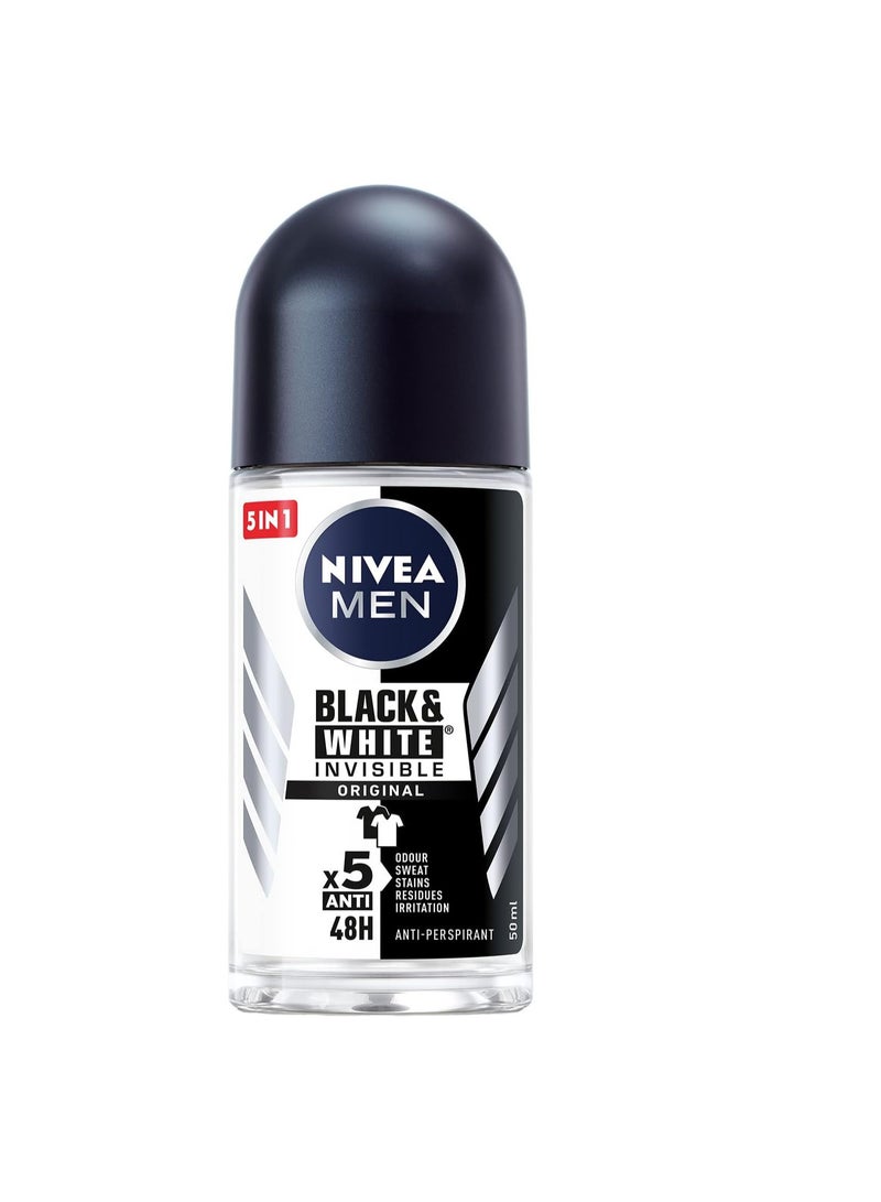 NIVEA MEN Antiperspirant Roll-on for Men, Black & White Invisible Protection Fresh, 2x50ml - Image 2