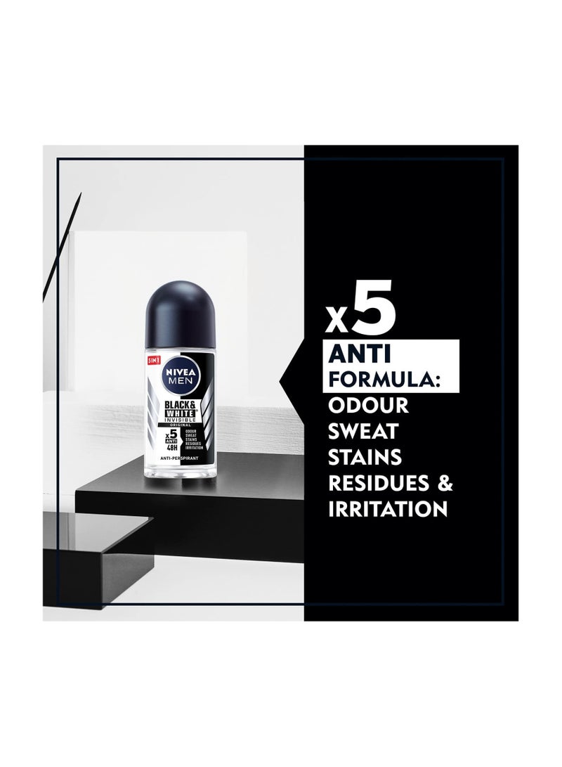 NIVEA MEN Antiperspirant Roll-on for Men, Black & White Invisible Protection Fresh, 2x50ml - Image 4
