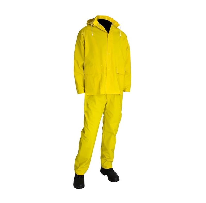 Xpose Safety Heavy Duty Yellow Rain Suit 3pc – .35mm PVC 48in Raincoat Jacket with Detachable Hood and Pants - Waterproof - Storm Weather, Raining, Fishing, Wet Work Conditions - XL - Image 1