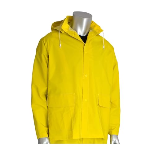Xpose Safety Heavy Duty Yellow Rain Suit 3pc – .35mm PVC 48in Raincoat Jacket with Detachable Hood and Pants - Waterproof - Storm Weather, Raining, Fishing, Wet Work Conditions - XL - Image 2