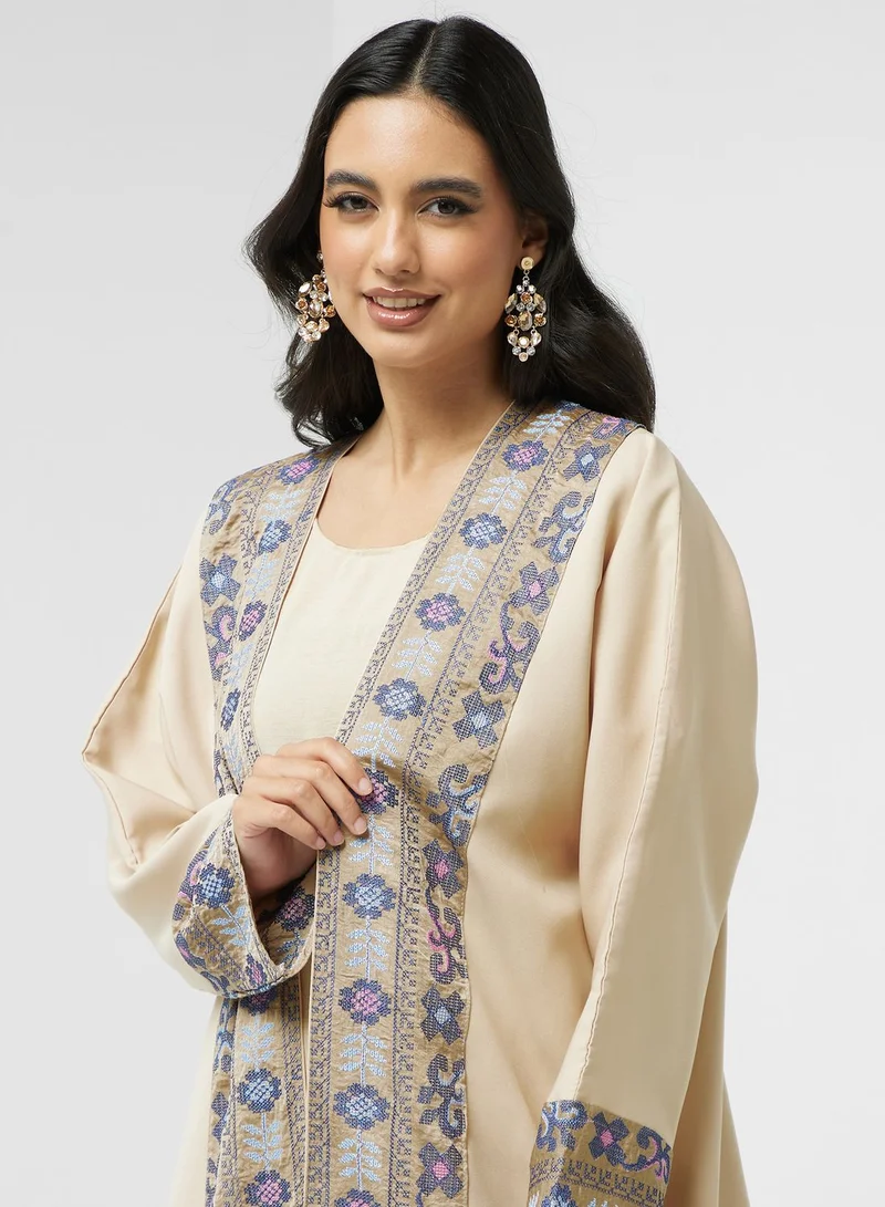 hayas closet Embroidered  Front Slit  Abaya