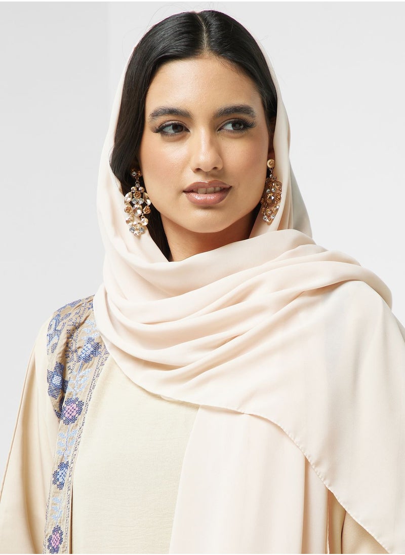 hayas closet - Embroidered  Front Slit  Abaya - Image 1