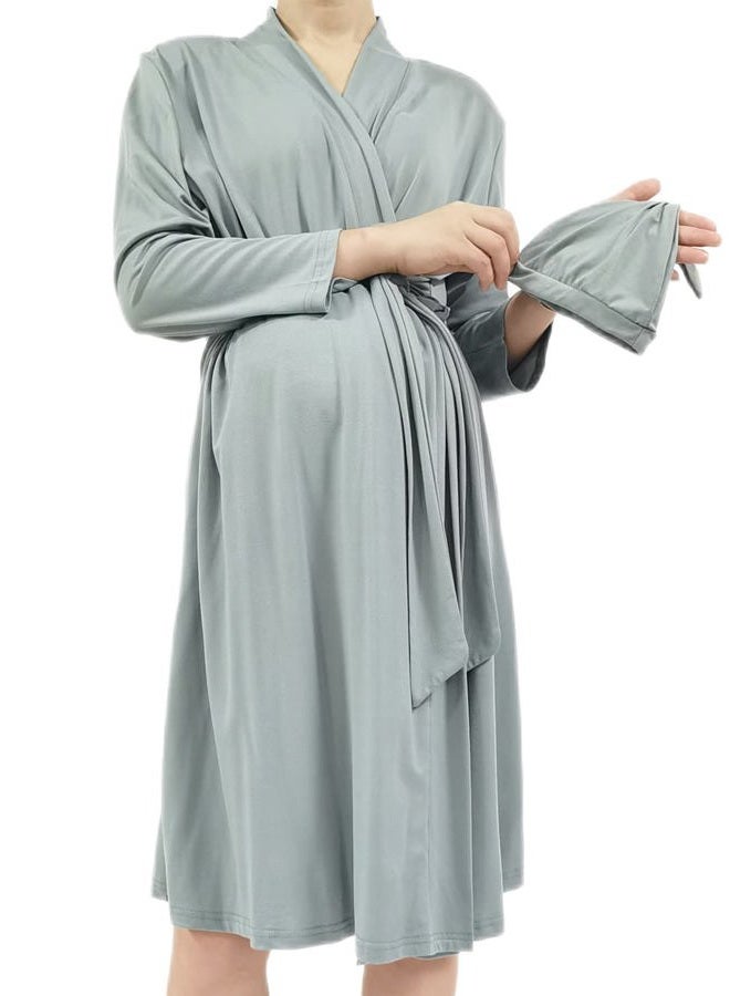 SUFEINI Maternity Robes and Matching Swaddle Blanket Set, Women Mommy Postpartum Robe Hospital Labor and Delivery Gown - Image 4