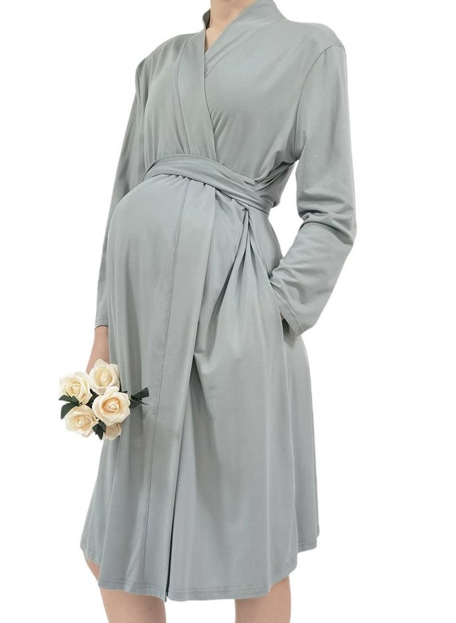 SUFEINI Maternity Robes and Matching Swaddle Blanket Set, Women Mommy Postpartum Robe Hospital Labor and Delivery Gown - Image 2