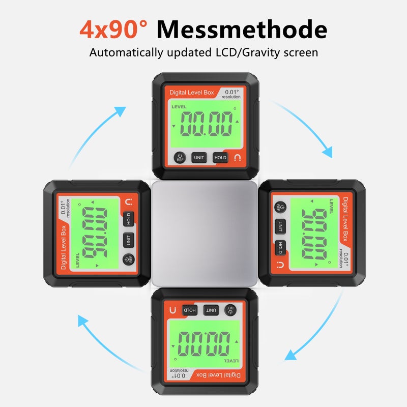 3in1 Magnetic Inclinator Digital Level and Angle Finder Versatile 4 * 90° Inclinometer LCD Display Dipmeter Gauge 4 Unit Switchable - Image 2