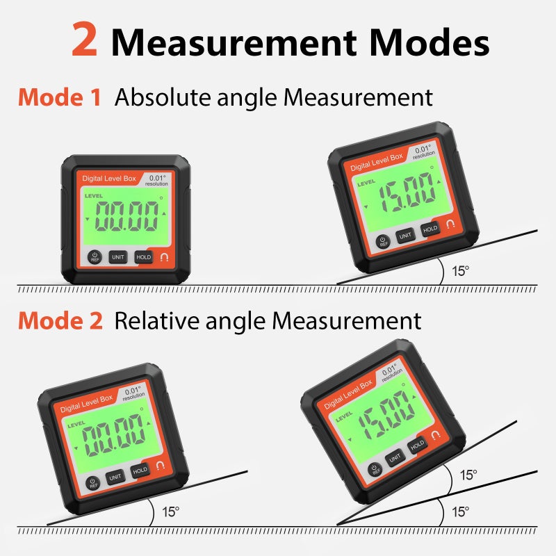 3in1 Magnetic Inclinator Digital Level and Angle Finder Versatile 4 * 90° Inclinometer LCD Display Dipmeter Gauge 4 Unit Switchable - Image 4