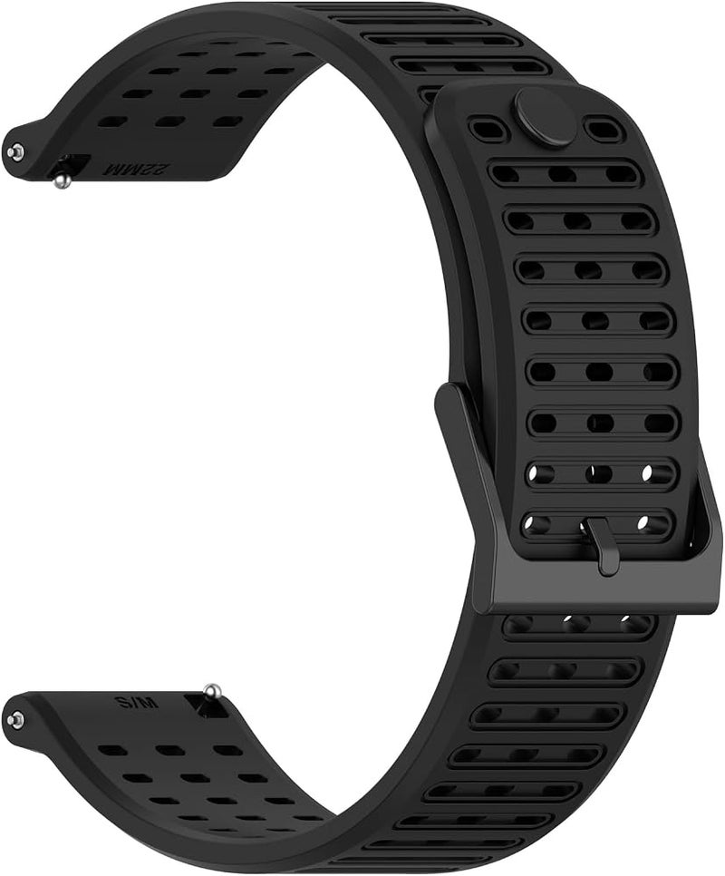أربطة معصم قابلة للتعديل من نوع Disscool، متوافقة مع ساعات Suunto Vertical 2/Race 2/RUN/Race S/9 Peak Pro/9 Peak، مصنوعة من السيليكون المريح، مزودة بحزام إطلاق سريع (22 مم، لون أسود) - Image 4