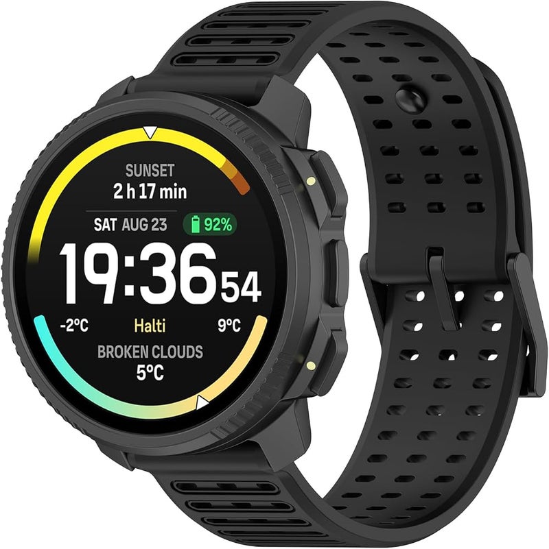 أربطة معصم قابلة للتعديل من نوع Disscool، متوافقة مع ساعات Suunto Vertical 2/Race 2/RUN/Race S/9 Peak Pro/9 Peak، مصنوعة من السيليكون المريح، مزودة بحزام إطلاق سريع (22 مم، لون أسود) - Image 1