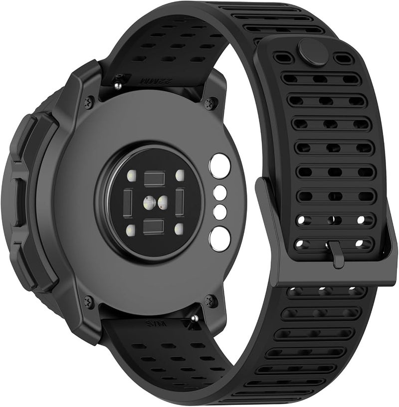 أربطة معصم قابلة للتعديل من نوع Disscool، متوافقة مع ساعات Suunto Vertical 2/Race 2/RUN/Race S/9 Peak Pro/9 Peak، مصنوعة من السيليكون المريح، مزودة بحزام إطلاق سريع (22 مم، لون أسود) - Image 2