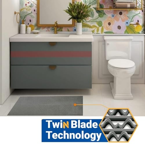 DuroWipe - All PURPOSE MATTING Eco Bathroom Mat, Bath Mats for Shower, Sink, Pool Area, Non Slip PVC Door Mats for Home Entrance, Outdoor, Indoor, 4 mm Thick Zig-zag Floor Mat, 2x2ft, Square, Grey - Image 2