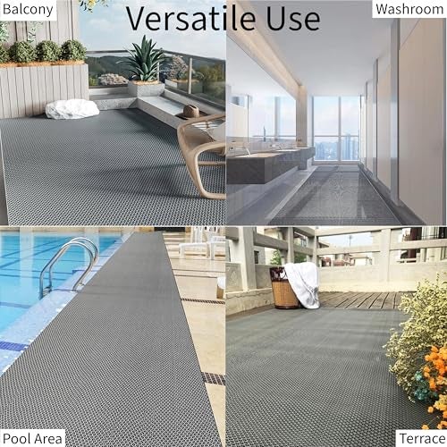 DuroWipe - All PURPOSE MATTING Eco Bathroom Mat, Bath Mats for Shower, Sink, Pool Area, Non Slip PVC Door Mats for Home Entrance, Outdoor, Indoor, 4 mm Thick Zig-zag Floor Mat, 2x2ft, Square, Grey - Image 5