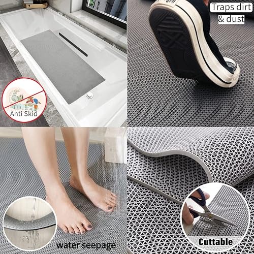 DuroWipe - All PURPOSE MATTING Eco Bathroom Mat, Bath Mats for Shower, Sink, Pool Area, Non Slip PVC Door Mats for Home Entrance, Outdoor, Indoor, 4 mm Thick Zig-zag Floor Mat, 2x2ft, Square, Grey - Image 3